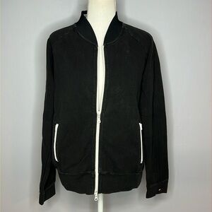 TOMMY HILFIGER JEANS BLACK WITH WHITE ACCENTS ZIP LIGHTWEIGHT JACKET LARGE